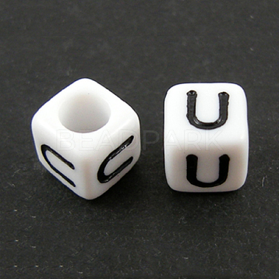 Letter Acrylic European Large Hole Beads OPDL-R050-10mm-U-1