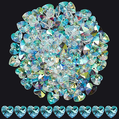 100Pcs Valentine's Day Glass Pendants RGLA-SP0001-67-1