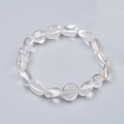 Natural Quartz Crystal Stretch Beaded Bracelets BJEW-K213-C01-1