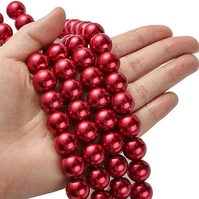 Eco-Friendly Glass Pearl Beads Strands X-HY-A008-14mm-RB084-1