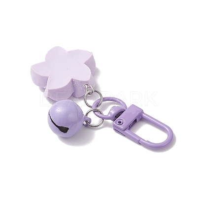 4Pcs Flower Resin & Iron Bell Pendant Decorations HJEW-JM04260-1