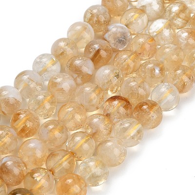Heated Natural Citrine Beads Strands X-G-C293-A03-8mm-1