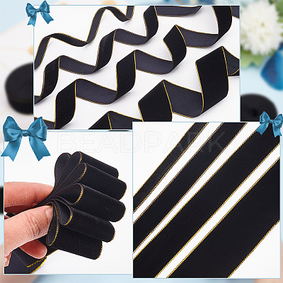 4 Rolls 4 Styles Single Face Velvet Gold Edged Ribbon for Bowknot Making OCOR-PH0002-93-1
