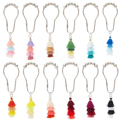 12Pcs 12 Color Iron Shower Bathroom Curtain Rings HJEW-AB00221-1