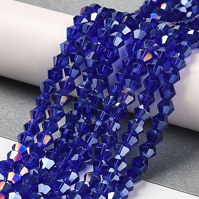 Transparent Electroplate Glass Beads Strands GLAA-F029-4mm-A06-1