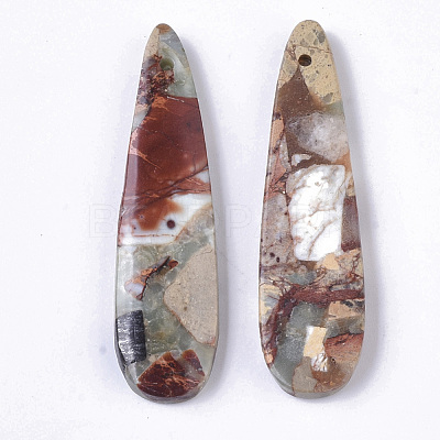 Natural Aqua Terra Jasper Pendants X-G-S366-006F-1