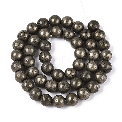 Natural Pyrite Beads Strands G-S249-01-8mm-1