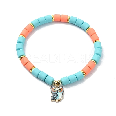 Polymer Clay Column Beaded Stretch Bracelets BJEW-JB09782-1