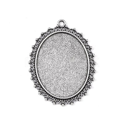 Tibetan Style Alloy Oval Tray Cabochon Settings TIBEP-5437-AS-FF-1