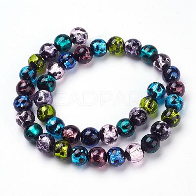 Handmade Silver Foil Lampwork Beads Strands FOIL-L016-A05-1