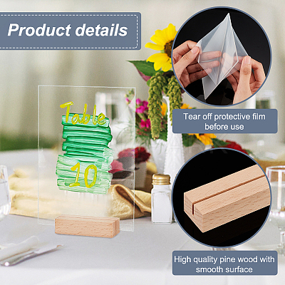 Transparent Acrylic Place Card & Wood Card Holder Set AJEW-WH0342-23-1