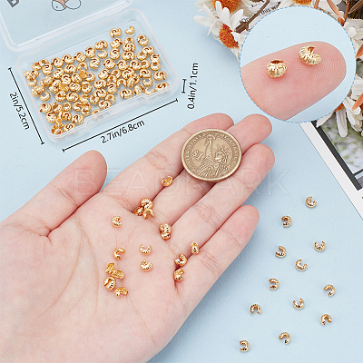160Pcs Brass Crimp Bead Cover FIND-BBC0003-65A-G-1