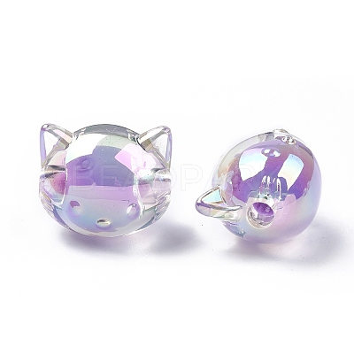 UV Plating Rainbow Iridescent Acrylic Beads OACR-H015-05-1