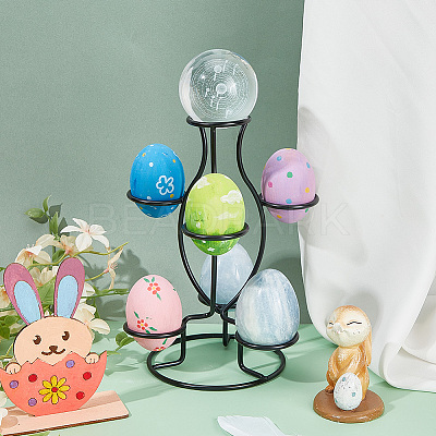 7-Slot Iron Easter Egg Display Stands ODIS-WH0058-21B-EB-1