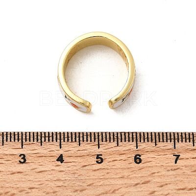 Brass Enamel Cuff Rings RJEW-P166-05G-01-1