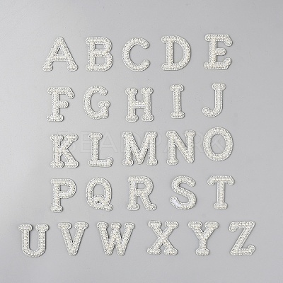 26Pcs Plastic Imitation Pearl and Polyester Cloth Iron on/Sew on Patches DIY-WH0740-36-1