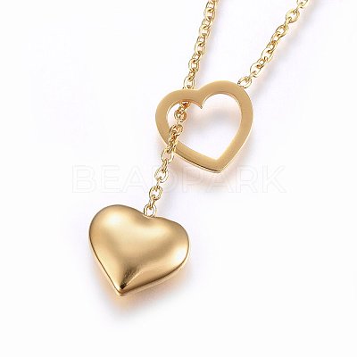 PVD Vacuum Plating 304 Stainless Steel Lariat Necklaces NJEW-O104-04G-1