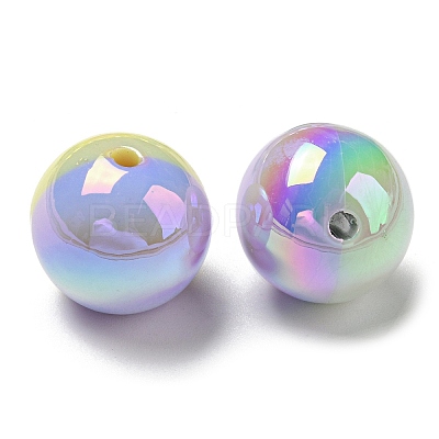 UV Plating Rainbow Iridescent Opaque Acrylic Beads MACR-D081-15-1