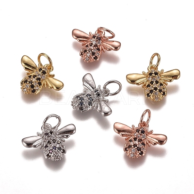 Brass Micro Pave Cubic Zirconia Charms ZIRC-G153-31-1