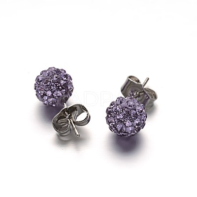 Polymer Clay Rhinestone Ball Stud Earrings EJEW-F0083-02-1