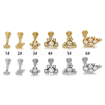 316L Surgical Stainless Steel Clear Cubic Zirconia Threadless Labrets WG1AA8E-28-1