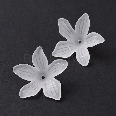 5-Petal Transparent Acrylic Bead Caps OACR-A017-15-1