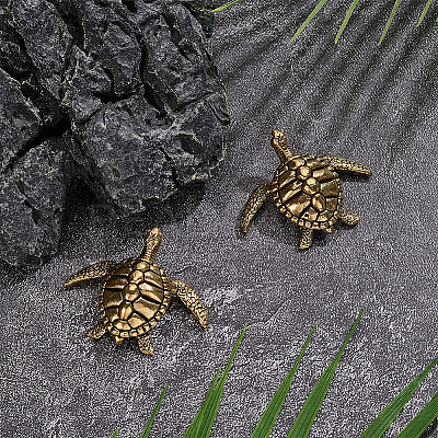 2Pcs Brass Turtle Display Decorations AJEW-SP0004-98-1