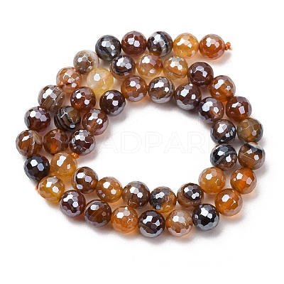 Electroplated Natural Agate Beads Strands G-B191-A07-8mm-13-1
