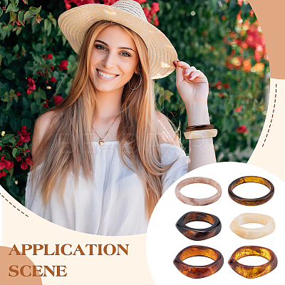 6Pcs 6 Styles Resin & Acrylic Bangles BJEW-PH0004-71-1
