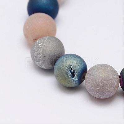 Electroplate Natural Agate Bead Strands G-J349-A-8mm-1