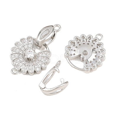 SHEGRACE Brass Micro Pave Clear Cubic Zirconia Fold Over Clasps XGRQ5K726-841P-1