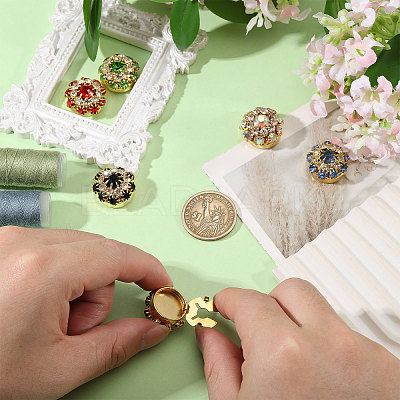 12Pcs 6 Colors Brass Rhinestone Cufflinks DIY-GL0007-16-1