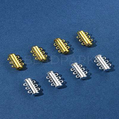8 Sets 2 Colors 3-Strands Brass Magnetic Slide Lock Clasps KK-FS0001-60-1