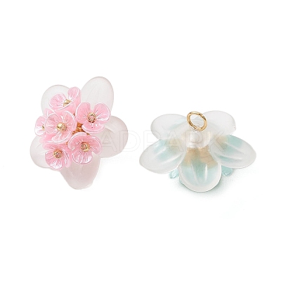 4Pcs Frosted Acrylic Bead Caps Pendants PALLOY-MZ01310-1