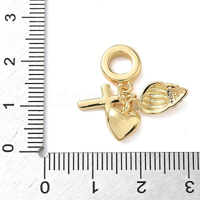 Brass Micro Pave Clear Cubic Zirconia European Dangle Charms KK-D502-13B-G-1