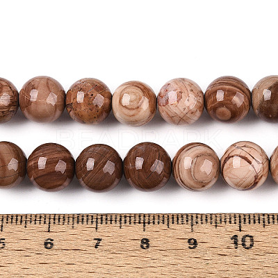 Natural Wood Lace Stone Wooden Jasper Beads Strands G-T143-30A-04-1
