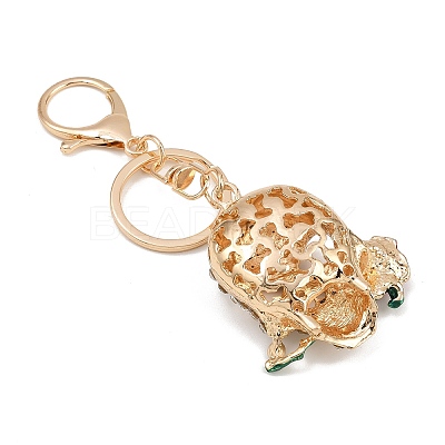 Skull with Rose Alloy Rhinestone Pendant Decoration Keychains LS-KEYC-B019-02-1