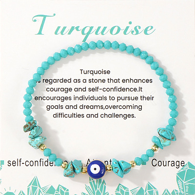 Synthetic Turquoise & Glass Beads Stretch Bracelets IK4988-7-1