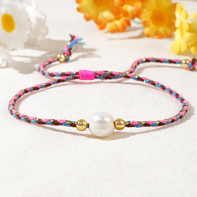 Natural Freshwater Pearl Bead Braided Bead Bracelets JH8725-1-1