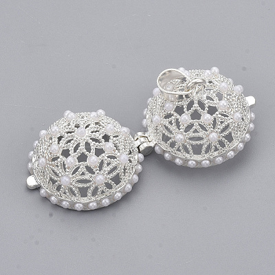 Rack Plating Brass Cage Pendants KK-T053-05S-1