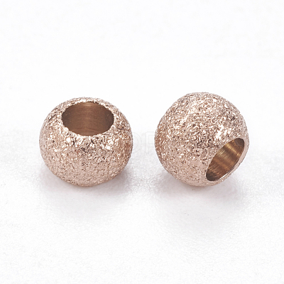 Ion Plating(IP) 304 Stainless Steel Textured Beads STAS-I081-4mm-04RG-1