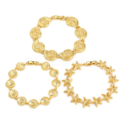 Brass Link Bracelets for Women BJEW-H209-01G-1