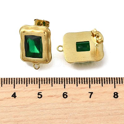 304 Stainless Steel Cubic Zirconia Stud Earring Findings STAS-B087-07B-G-1