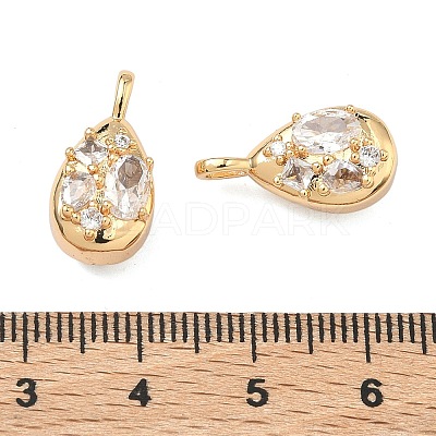 Brass Micro Pave Clear Cubic Zirconia Pendants KK-T080-23G-1