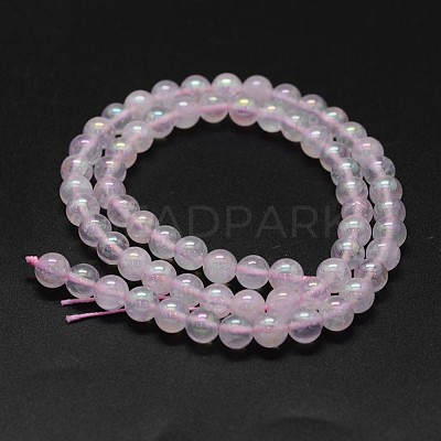 Electroplated Natural Rose Quartz Beads Strands G-K285-06-6mm-1