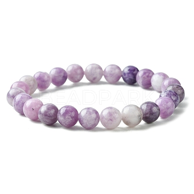 Natural Lepidolite Stretch Beaded Bracelets G-A185-01U-1