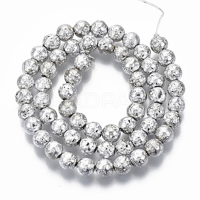 Electroplated Natural Lava Rock Beads Strands G-S352-30B-06-1