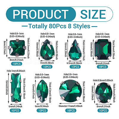 80Pcs 8 Styles Sew on Rhinestone RGLA-TA0001-11A-1