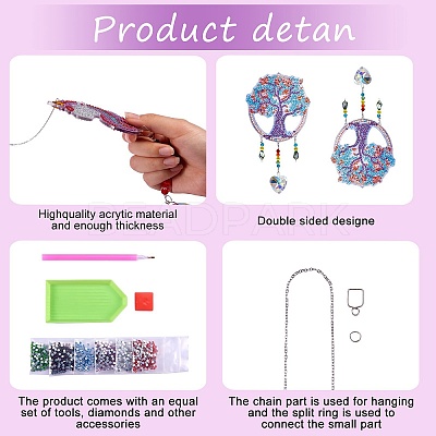 2 Sets 2 Style DIY Diamond Painting Wind Chime Kits DIY-SZ0007-54-1