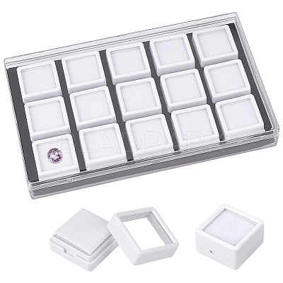 15Pcs Mini Square Acrylic Glass Window Boxes Sets CON-WH0088-43B-1